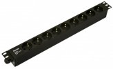 Hyperline 481763 SHE19-9SH-CB Блок розеток для 19" шкафов, горизонтальный, 9 розеток Schuko