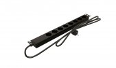Hyperline 529007 SHE19-8SH-16-2.0EU Блок розеток 19", 8 розеток Schuko, 16A, кабель питания 2,0 метра (3х1,5мм2)