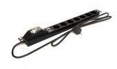 Hyperline 457836 SHE19-7SH-BF-2.5EU Блок розеток для 19" шкафов, горизонтальный, 7 розеток Schuko
