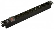 Hyperline 481762 SHE19-8SH-S-CB Блок розеток для 19" шкафов, горизонтальный, 8 розеток Schuko