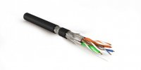 Hyperline Кабель витая пара, экранированная S/FTP, категория 7(600MHz), 4 пары (23 AWG), одножильный (solid), SFTP4-C7-S23-IN-LSZH-BK-500