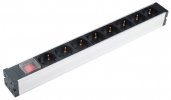 Hyperline 459579 SHZ19-8SH-S-IEC Блок розеток для 19" шкафов, горизонтальный, 8 розеток Schuko
