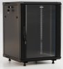 Hyperline Шкаф настенный 19-дюймовый (19"), 18U, 920x600х450мм, стеклянная дверь с перфорацией по бокам, TWB-FC-1845-GP-RAL9004