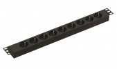 Hyperline 484456 SHE19-9SH-IEC Блок розеток для 19" шкафов, горизонтальный, 9 розеток Schuko, 10A, 250В
