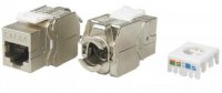 Hyperline Вставка Keystone Jack RJ-45(8P8C), категория 6a (10G), экранированная, тип 180 градусов, Toolless, KJ8-8P8C-C6A-180-TLS-SH-F-WH