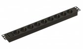 Hyperline 457320 SHE19-9SH-AIEC Блок розеток для 19" шкафов, горизонтальный, 9 розеток Schuko