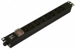 Hyperline 481806 SHE19-8IEC-S-CB Блок розеток для 19" шкафов, горизонтальный, 8 розеток IEC320 C13