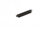 Hyperline 493029 SHE10-4SH-CB Блок розеток для 10" шкафов, горизонтальный, 4 розетки Schuko