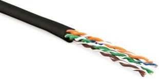 Фотография товара 'Hyperline Кабель витая пара, неэкранированный U/UTP, категория 5e UUTP4-C5E-S24-OUT-PE-BK-500'