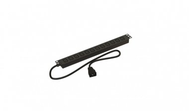 Фотография товара 'Hyperline 496740 SHE19-12IEC-2.5AIEC Блок розеток для 19" шкафов, горизонтальный, 12 розеток IEC320 C13'