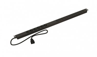 Фотография товара 'Hyperline 488076 SHE-6SH-12IEC-2.5AIEC Блок розеток, вертикальный, 6 розеток Schuko, 12 розеток IEC320 C13'