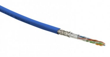 Фотография товара 'Hyperline Кабель витая пара SF/UTP, категория 5e, 4 пары (24 AWG), одножильный (solid), SFUTP4-C5E-S24-IN-LSZH-BL-305'