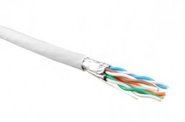 Фотография товара 'Hyperline Кабель витая пара, экранированный U/FTP, кат. 6, 4 пары (23 AWG), одножильный (solid), UFTP4-C6-S23-IN-LSZH-WH-500'