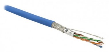 Фотография товара 'Hyperline Кабель витая пара, экранированная SF/UTP, категория 6, 4 пары (26 AWG), многожильный (patch), SFUTP4-C6-P26-IN-LSZH-BL-500'