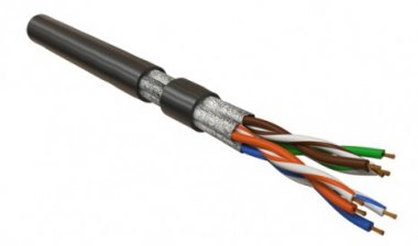 Фотография товара 'Hyperline Кабель витая пара, экранированная U/FTP, категория 6, 4 пары (26 AWG), многожильный (patch), UFTP4-C6-P26-IN-LSZH-BK-500'