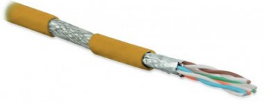Фотография товара 'Hyperline Кабель витая пара, экранированная (S/FTP), категория 6a, 4 пары (23 AWG), одножильный (solid), SFTP4-C6A-S23-IN-LSZH-OR-500'