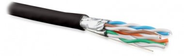 Фотография товара 'Hyperline Кабель витая пара U/FTP, кат. 6a (10GBE), 4 пары (23AWG), одножильный (solid), UFTP4-C6A-S23-IN-LSZH-BK-500'