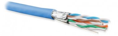 Фотография товара 'Hyperline Кабель витая пара U/FTP, кат. 6a (10GBE), 4 пары (23AWG), одножильный (solid), UFTP4-C6A-S23-IN-LSZH-BL-500'