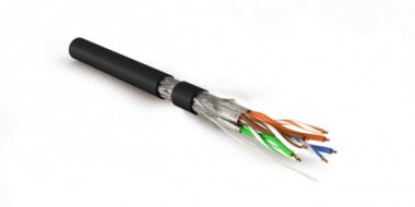 Фотография товара 'Hyperline Кабель витая пара, экранированная S/FTP, категория 7(600MHz), 4 пары (23 AWG), одножильный (solid), SFTP4-C7-S23-IN-LSZH-BK-500'