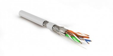 Фотография товара 'Hyperline Кабель витая пара, экранированная S/FTP, категория 7(600MHz), 4 пары (23 AWG), одножильный (solid), SFTP4-C7-S23-IN-LSZH-WH-500'