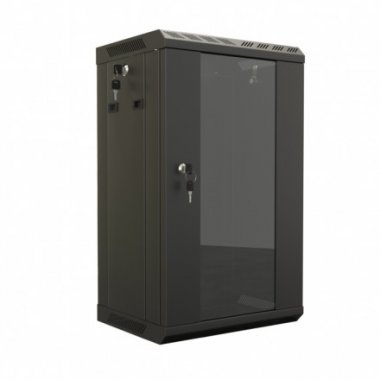 Фотография товара 'Hyperline Шкаф настенный 10'', 12U, 649,5х390х300, установочный размер 254 мм, со стеклянной дверью, TDB-12U-GP-RAL9004'