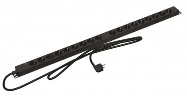 Фотография товара 'Hyperline 397014 SHE-18SH-I-2.5EU Блок розеток, вертикальный, 18 розеток, индикатор, кабель питания 2.5м'