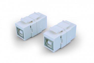 Фотография товара 'Hyperline 247148 KJ1-USB-B2-WH Вставка формата Keystone Jack с проходным адаптером USB 2.0'
