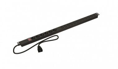 Фотография товара 'Hyperline 452730 SHE-6SH-12IEC-S-2.5AIEC Блок розеток, вертикальный, 6 розеток Schuko, 12 розеток IEC320 C13'