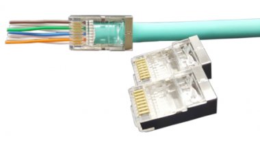 Фотография товара 'Hyperline Разъем легкой оконцовки RJ-45 (8P8C) под витую пару, категория 5e, PLEZ-8P8C-U-C5-SH-100'