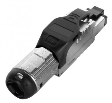 Фотография товара 'Hyperline Разъем полевой оконцовки RJ-45 (8P8C) под витую пару, для одножильного кабеля, toolless, категория 6A, экранированный, PLUE-8P8C-S-C6A-SH-BK'