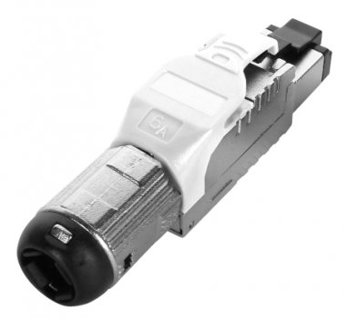 Фотография товара 'Hyperline Разъем полевой оконцовки RJ-45 (8P8C) под витую пару, для одножильного кабеля, toolless, категория 6A, экранированный, PLUE-8P8C-S-C6A-SH-WH'