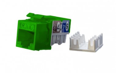 Фотография товара 'Hyperline Вставка Keystone Jack RJ-45(8P8C), категория 6, KJ9-8P8C-C6-90-GN'