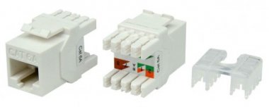 Фотография товара 'Hyperline Вставка Keystone Jack RJ-45(8P8C), категория 6a (10G), тип 180 градусов, KJ8-8P8C-C6A-180-WH'