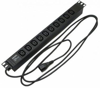 Фотография товара 'Hyperline Блок розеток для 19" шкафов, горизонтальный, 10хIEC 320 C13, 10A, 250В, кабель питания 3х1.0мм2, SHE19-10IEC-2.5IEC'