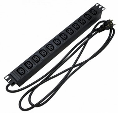 Фотография товара 'Hyperline Блок розеток для 19" шкафов, горизонтальный, 12xIEC 320 C13 (10A), 250В, кабель питания 3х1.5мм2, SHE19-12IEC-2.5EU'