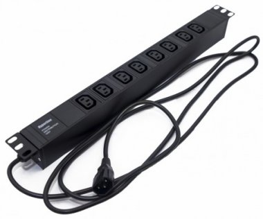 Фотография товара 'Hyperline Блок розеток для 19" шкафов, горизонтальный, 8хIEC 320 C13, 10A, 250В, кабель питания 3х1.0мм2, SHE19-8IEC-2.5IEC'