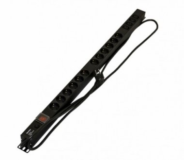 Фотография товара 'Hyperline Блок розеток, 12 розеток Schuko+4хIEC320 C13, 16 A, 250В, с выключателем, защита от перенапряжения, кабель питания 3х1.5мм2, SHE-12SH-4IEC-SF-2.5EU'