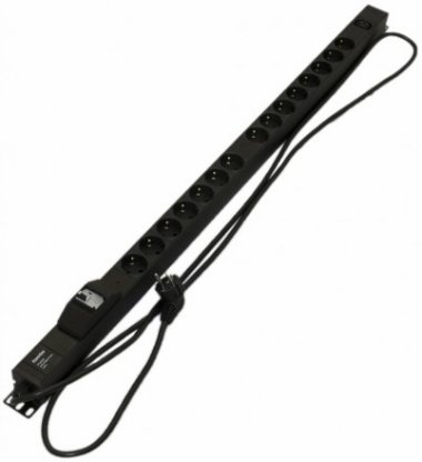 Фотография товара 'Hyperline Блок розеток, 15 розеток Schuko+1хIEC320 C13, 16 A, 250В, с автоматическим выключателем, защита от перенапряжения, кабель питания 3х1.5мм2, SHE-15SH-1IEC-BF-2.5EU'