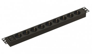 Фотография товара 'Hyperline 457320 SHE19-9SH-AIEC Блок розеток для 19" шкафов, горизонтальный, 9 розеток Schuko'