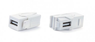 Фотография товара 'Hyperline 247403 KJ1-USB-VA2-WH Вставка формата Keystone Jack с проходным адаптером USB 2.0 (Type A)'