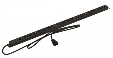 Фотография товара 'Hyperline 454143 SHE-20SH-2.5IEC Блок розеток, вертикальный, 20 розеток Schuko, кабель питания 2,5м'