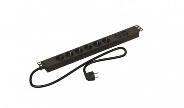 Фотография товара 'Hyperline 500280 SHE19-6SH-2IEC-2.5EU Блок розеток для 19" шкафов, горизонтальный, 6 розеток Schuko'