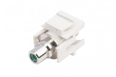 Фотография товара 'Hyperline 247035 KJ1-RCA/GN-D-WH Вставка формата Keystone Jack с проходным адаптером RCA'