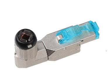Фотография товара 'Hyperline 454282 PLUD-A-8P8C-S-C6A-SH Разъем полевой оконцовки RJ-45 (8P8C) под витую пару, угловой'