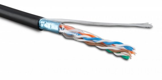 Фотография товара 'Hyperline Кабель витая пара F/UTP, категория 5e, 4 пары FUTP4-C5E-S24-OUT-LSZH-BK-500'
