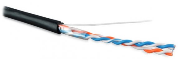 Фотография товара 'Hyperline Кабель витая пара, неэкранированная U/UTP, категория 5 UUTP2-C5-S24-OUT-PE-BK-500'