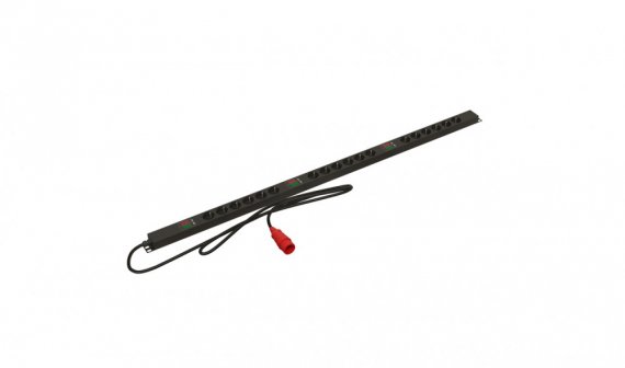 Фотография товара 'Hyperline 455567 SHE-18SH-A-3PVR Блок розеток, вертикальный, 18 розеток Schuko, амперметр'