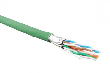 Фотография товара 'Hyperline Кабель витая пара, экранированный U/FTP, кат. 6, 4 пары (23 AWG), одножильный (solid), UFTP4-C6-S23-IN-LSZH-GN-500'