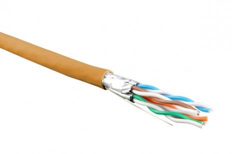 Фотография товара 'Hyperline Кабель витая пара, экранированный U/FTP, кат. 6, 4 пары (23 AWG), одножильный (solid), UFTP4-C6-S23-IN-LSZH-OR-500'