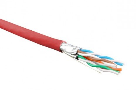 Фотография товара 'Hyperline Кабель витая пара, экранированный U/FTP, кат. 6, 4 пары (23 AWG), одножильный (solid), UFTP4-C6-S23-IN-LSZH-RD-500'